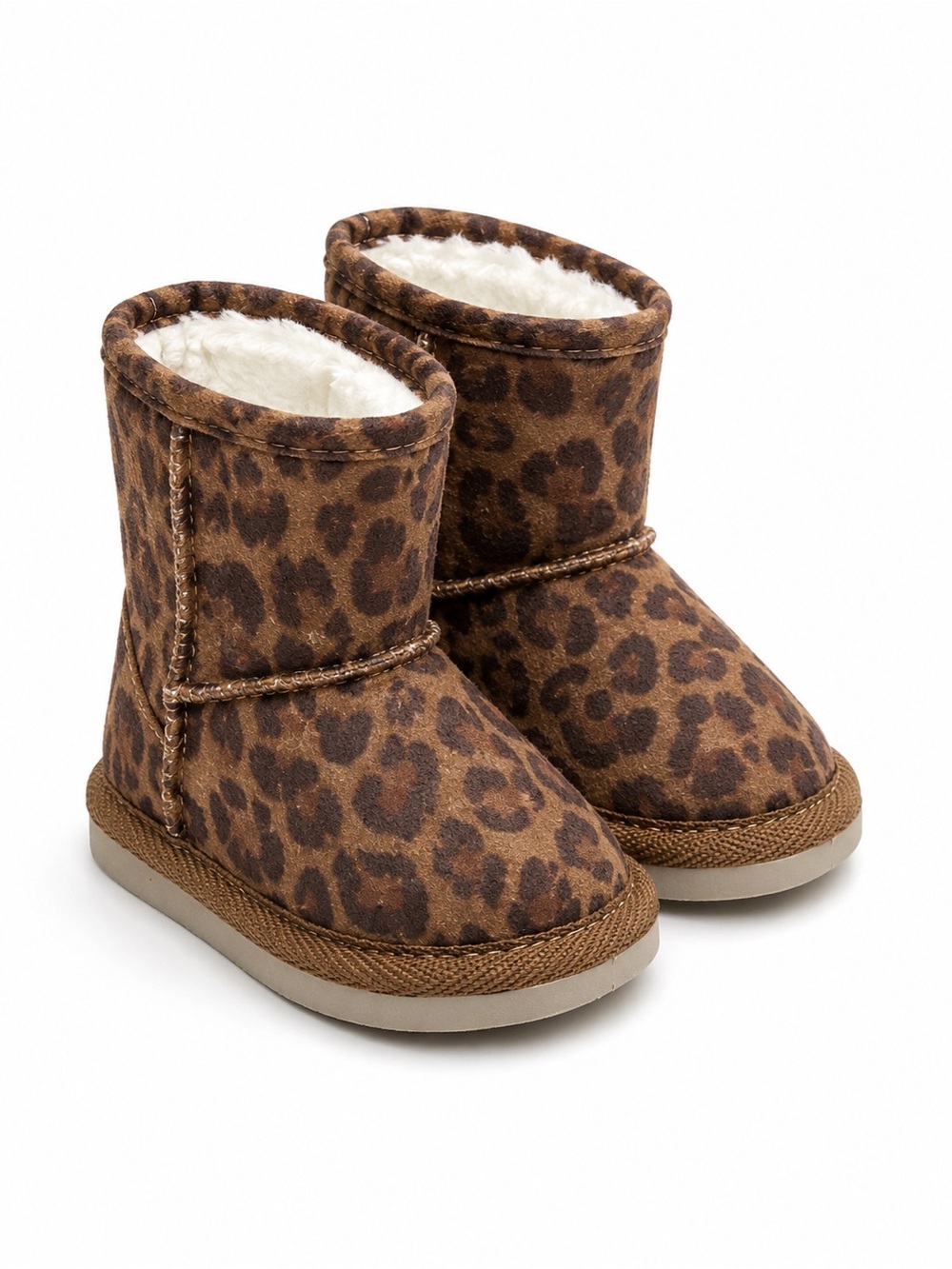 Old Navy Girls Leopard Print Faux Fur Lined Boots Toddler Size 5